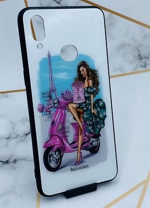 Силіконовий чохол glass case зі скляною задньою панеллю для samsung galaxy а10ѕ a107 дівчина і вежа