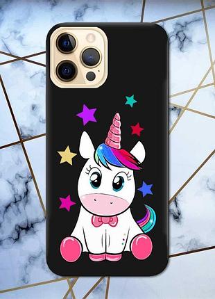 Матовий чохол з чорними боками на apple iphone 12 pro max :: єдиноріг принт 102
