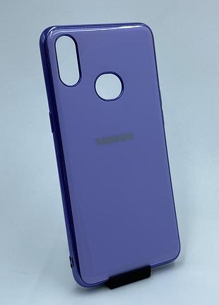 Силиконовый глянцевый чехол с логотипом для samsung galaxy а10s a107 фиолетовый