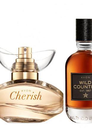 Парфумерний набір avon для неї і нього 2в1: cherish 50 мл + wild country 75 мл