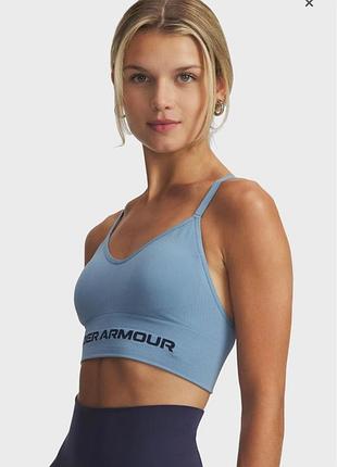Under armour женский голубой топ vanish seamless low bra