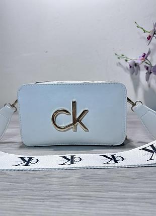 Сумка маленька біла жіноча calvin klein клатч крос-боді кельвін кляйн