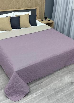Покривало на ліжко двостороннє куб (140х215см) decorator microfiber. колір бузковий з бежевим двоспальний, 180