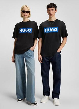 Футболка унісекс hugo, колір чорний😍