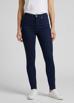 Жіночі джинси lee scarlett super high — skinny high waist (body optix™), xxs розмір, темно-синій