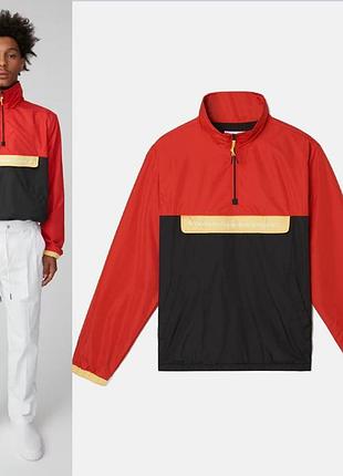 Спортивный анорак,ветровка плащевая с большим карманом на кнопке и молнии wesc