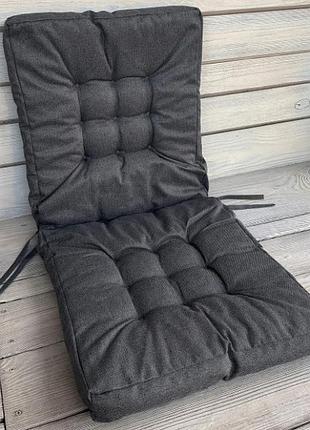 Подушка для стільців подвійна (50x120х8 см) "decorator мальмо". колір темно-сірий