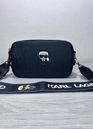 Сумка маленька чорна жіноча karl lagerfeld клатч карл лагерфельд крос-боді