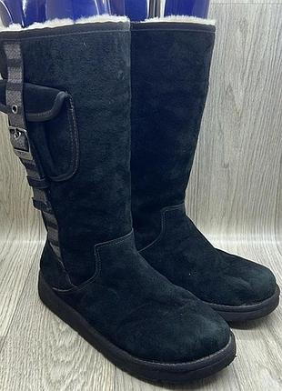 Оригінальні чоботи замшеві черевикиugg 1895 retro cargo tall zip у класичному чорному кольорі