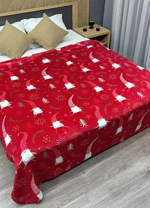 Плед-покрывало с рождественским принтом (150х210см) decorator wellsoft. цвет красный двуспальный, 200, 220