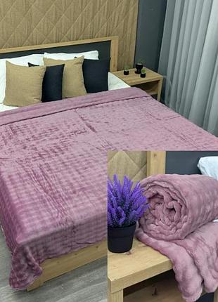Плед-покрывало на кровать, диван из велсофта (200х230см) soft night. цвет сиреневый
