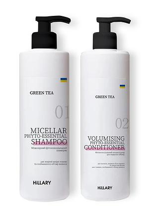 Шампунь + кондиционер hillary green tea micellar phyto-essential, 500 мл
