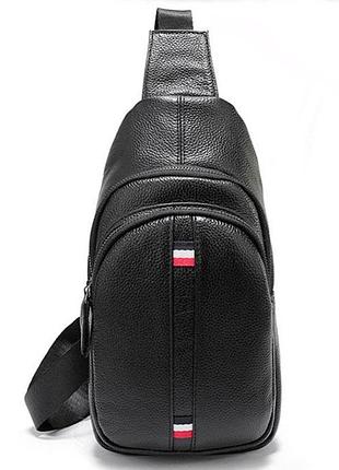 Мужская сумка на грудь (слинг) leather collection (370)
