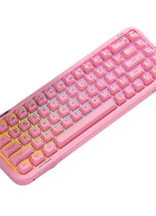 Клавиатура mofii pearl sk-711 с комбинированным подключением, rgb и силиконовой подставкой под запястья - cherry blossom pink