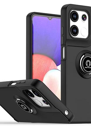 Чехол fiji colorframe для motorola g17 / g17 power матовый бампер с кольцом подставкой black