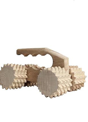 Деревянный ручной массажер 4 колеса (деревянные массажеры)