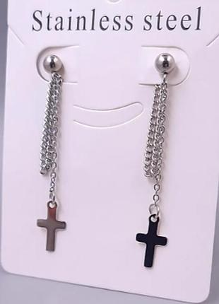 Сережки хрестики xuping ttm stainless steel довжина 5,3 см. ширина 0,9 см.