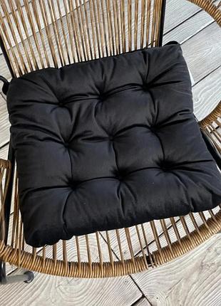 Подушка для стільців на зав'язках (40x40х5 см) decorator velour. колір чорний