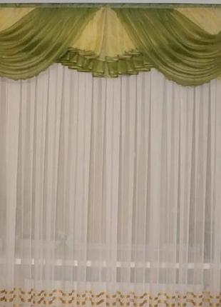 Ламбрекен шифон однотонний 3м. колір зелений
