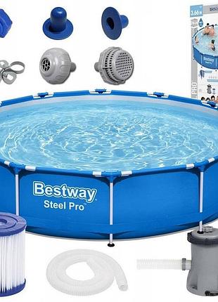 Бассейн каркасный bestway 56681 с насосом и фильтром 366х76