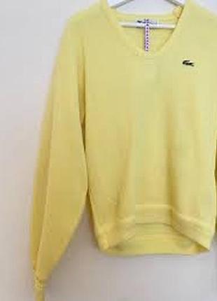 Класичний вінтажний светр від бренду lacoste у світло-жовтому кольорі
