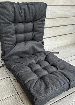 Подушка для стільців подвійна (50x120х8 см) "decorator мальмо". колір графітовий