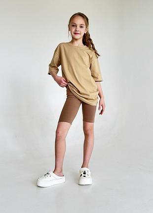 Велосипедки для девочки коричневые трикотажные смайл тайм smiletime basic sport 146