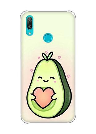 Чехол с утолщёнными углами на huawei y7 2019/y7 prime 2019 :: кавай авокадо с сердечком (принт 310)