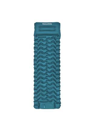 Матрац туристичний надувний одномісний naturehike cnk2550ws019, 200х60х6.5 см, синій із вбудованою помпою для надування