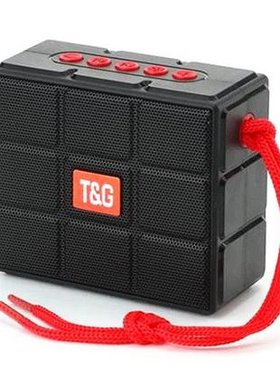 Портативная беспроводная bluetooth колонка t&g tg-311 с мощным звучанием led-подсветкой и ремешком для переноски черный