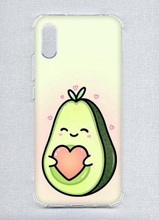 Чохол з потовщеними кутами на xiaomi redmi 9a :: кавай авокадо з сердечком (принт 310)