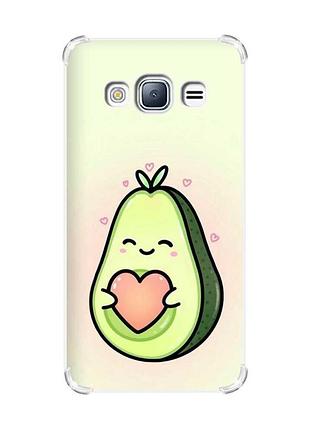 Чехол с утолщенными углами на samsung galaxy j3(2016) j310 :: кавай авокадо с сердечком (принт 310)