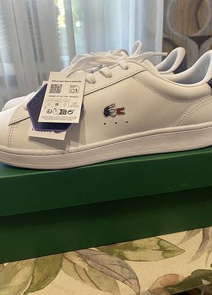 Оригінальні чоловічі кеди lacoste, шкіра, 45 розмір , нога 28,5 -29 см, білого кольору.