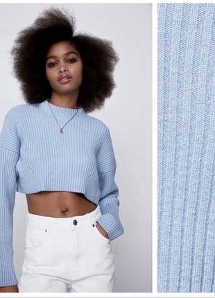 Светр укорочений блакитний zara, розмір s (арт1350)