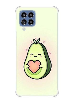Чехол с утолщёнными углами на samsung galaxy m53 (m536) 5g :: кавай авокадо с сердечком (принт 310)