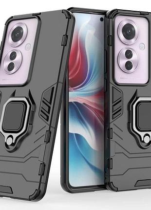 Чехол fiji ring для oppo reno11 f (cph2603) бронированный бампер с кольцом подставкой черный