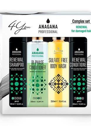 Набор "восстановление" anagana professional 4 you (shm/250ml + cond/250ml + h/spray/250ml + sh/gel/250ml)
