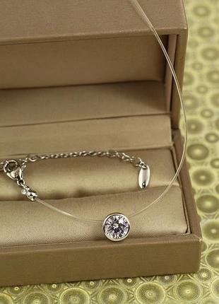 Леска xuping jewelry з кулоном в обідку 8 мм 40 см додаток 5 см срібляста