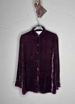 Оксамитова сорочка art of silk з шовку та віскози у сливовому кольорі, m/l/xl