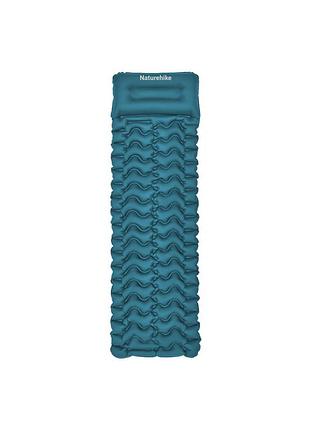 Матрас туристический надувной одноместный naturehike cnk2550ws019, 200х60х6.5 см, синий, для кемпинга с мешком для надувания