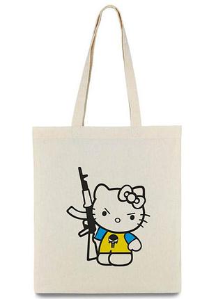 Сумка-шоппер hello kitty в строю всу (с украинской символикой)