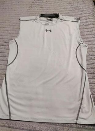 Мужская компрессионная майка under armour men's, размер xl, свет серого цвета в очень хорошем состоянии.