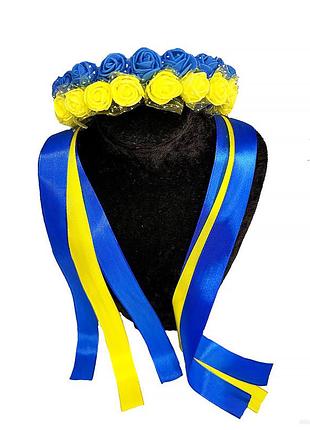Обруч троянда мала синій з жовтим 2 ряди