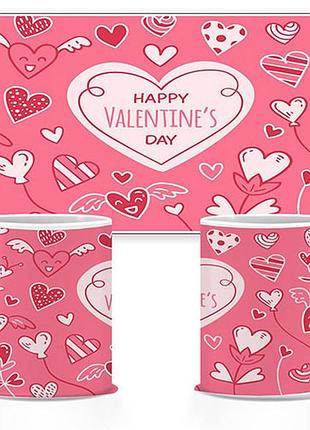 Керамічна чашка happy valentine’s day 330 мл (прикольні подарункові чашки)