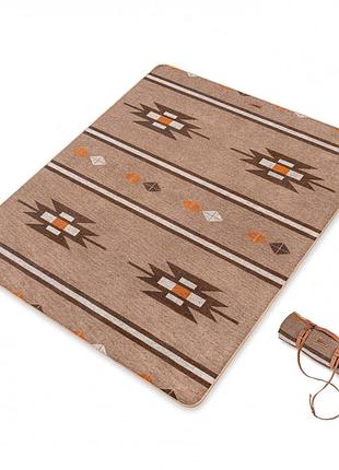 Одеяло naturehike geometric pattern wool nh20fs036, полиэстр/шерсть, коричневое