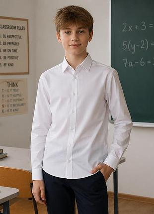 Сорочка для хлопчика m&s, біла, розмір  (12-13 yrs), бавовна та поліестер