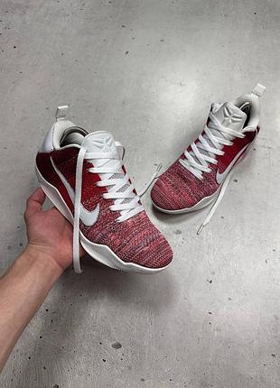 Nike kobe 11 elite low 4kb red white flyknit sneakers us 9.5 eu 43