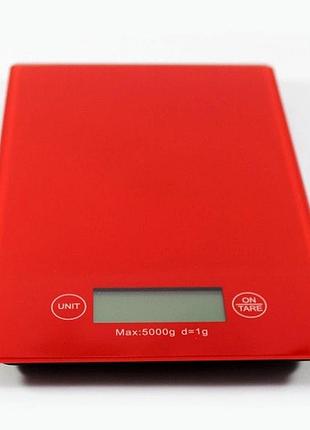 Настольные кухонные электронные весы domоtec ms-912 для взвешивания продуктов до 5кг красные
