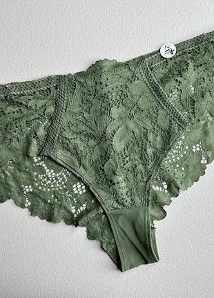 Трусики мереживні з сіточкою hunkemoller - хакі, рр 2xl