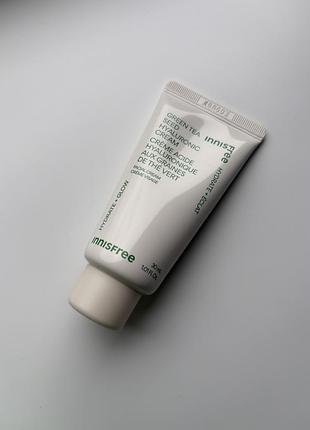 Зволожуючий крем для обличчя з гіалурованою кислотою innisfree green tea hyaluronic cream